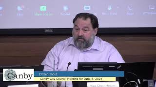 Canby URA Meeting and City Council Meeting for June 5, 2024