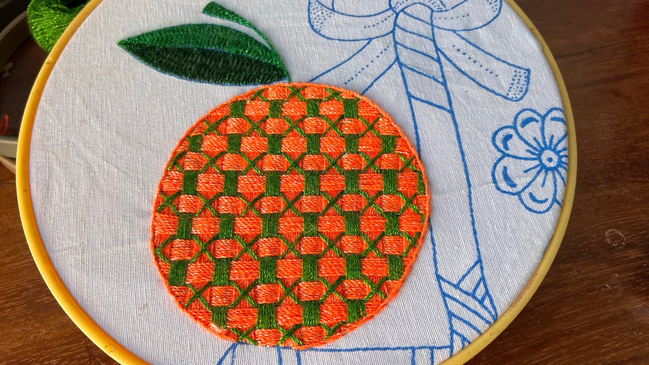 BORDANDO UNA NARANJA CON PUNTADA FÁCIL /cómo rellenar una naranja 🍊 puntada fácil