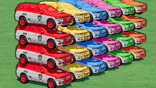 32+ COLORFUL CARS MEGA STACK ! TRANSPORTING POLICE CARS MERCEDES GIANT  TRUCKS ! FS22 screenshot 1