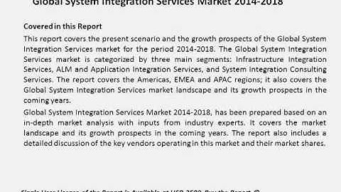 Global System Integration Services Market 2014 2018