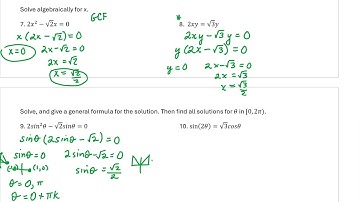 Video 2 (6.5 Solving Trig Equations Extra)