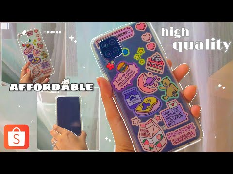 shopee haul | samsung galaxy A12 cute aesthetic phone case & tempered glass | aesthetic ☁️