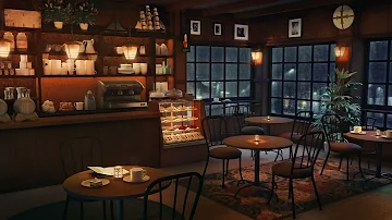 Cozy Cafe Ambience - Relaxing Smooth Jazz Music with Rain & Thunder Sounds at Night