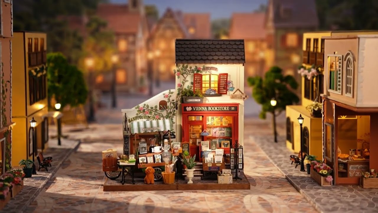 Odoria Estantería Con Libros En Miniatura 1/12 – Set De 43 Piezas Con Librería De Madera Y Libros De Papel – Estilo Victoriano Para Casa De Muñecas