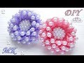 Цветы из узких лент с бусинами/ Flowers of ribbons with beads/ Kanzashi DIY