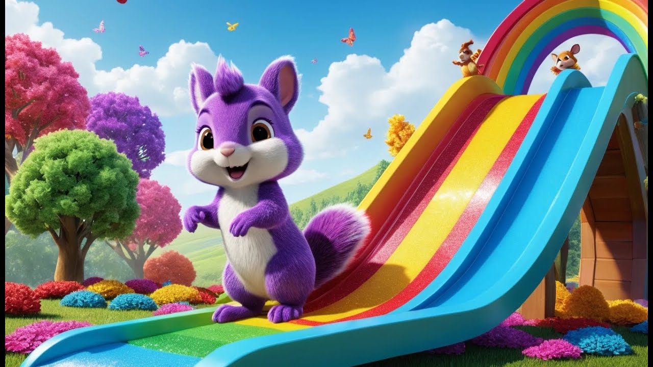Sparkle Squirrel and the Rainbow Slide | Fun Squirrel Song  Kids | Magical Rainbow Adventure Rhyme