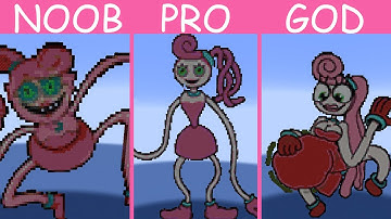 NOOB VS PRO VS HACKER VS GOD Mommy Long Legs Minecraft Pixel Art