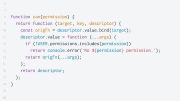JavaScript Decorators: @can