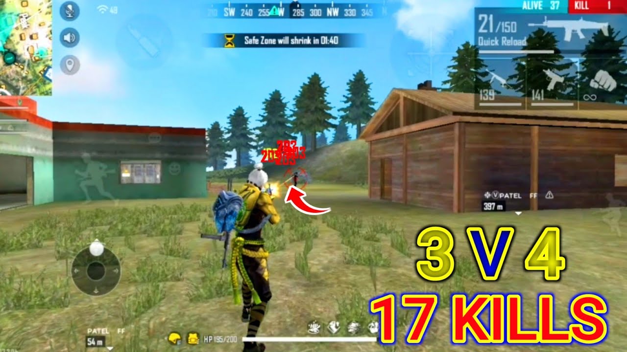17 KILLS FREE FIRE GAMRPLAY | 3V4 OP GAMEPLAY | GARENA FREE FIRE