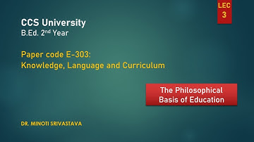 CCS Uni::B.Ed. 2nd Yr::Paper code E-303:Knowledge, Lang. and Curr-Phil. Basis of Education-2