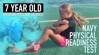 7 Year old Girl vs. Navy Physical Readiness Test | PRT
