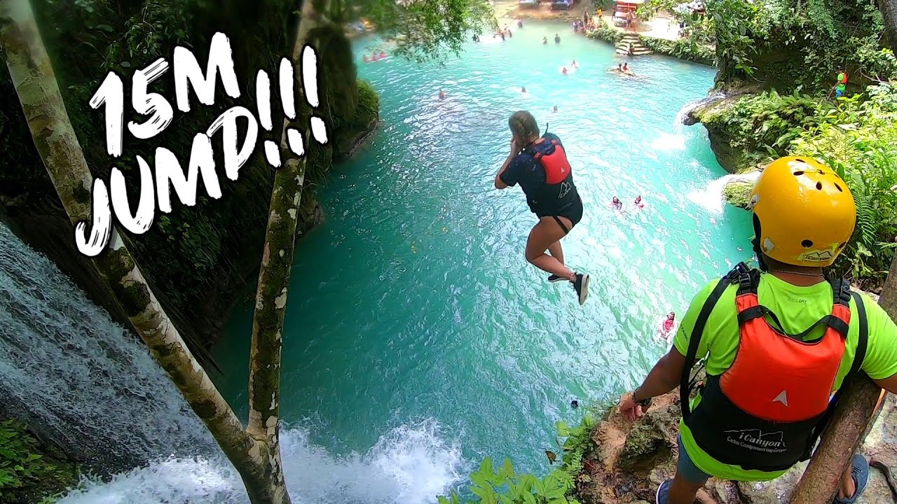 Kawasan Falls Canyoneering 15m Cliff Jumps Cebu Waterfalls Philippines Travel Guide Youtube