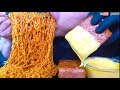 ASMR CHEDDAR CHEESE FIRE NOODLES & CHEESE SPAM 체다치즈 불닭볶음면4봉 & 치즈통스팸 먹방 REAL SOUND MUKBANG