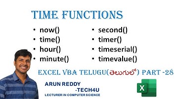 EXCEL  VBA TELUGU PART - 28 || EXCEL VBA TIME FUNCTIONS IN TELUGU || VBA TIME FUNCTIONS IN TELUGU |