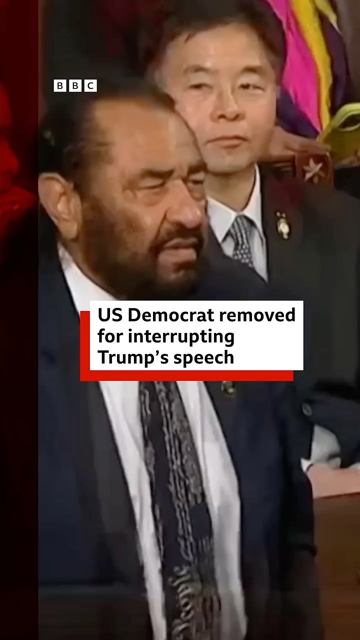 US democrat Al Green removed from House chamber for interrupting Trump's Congress speech. #BBCNews