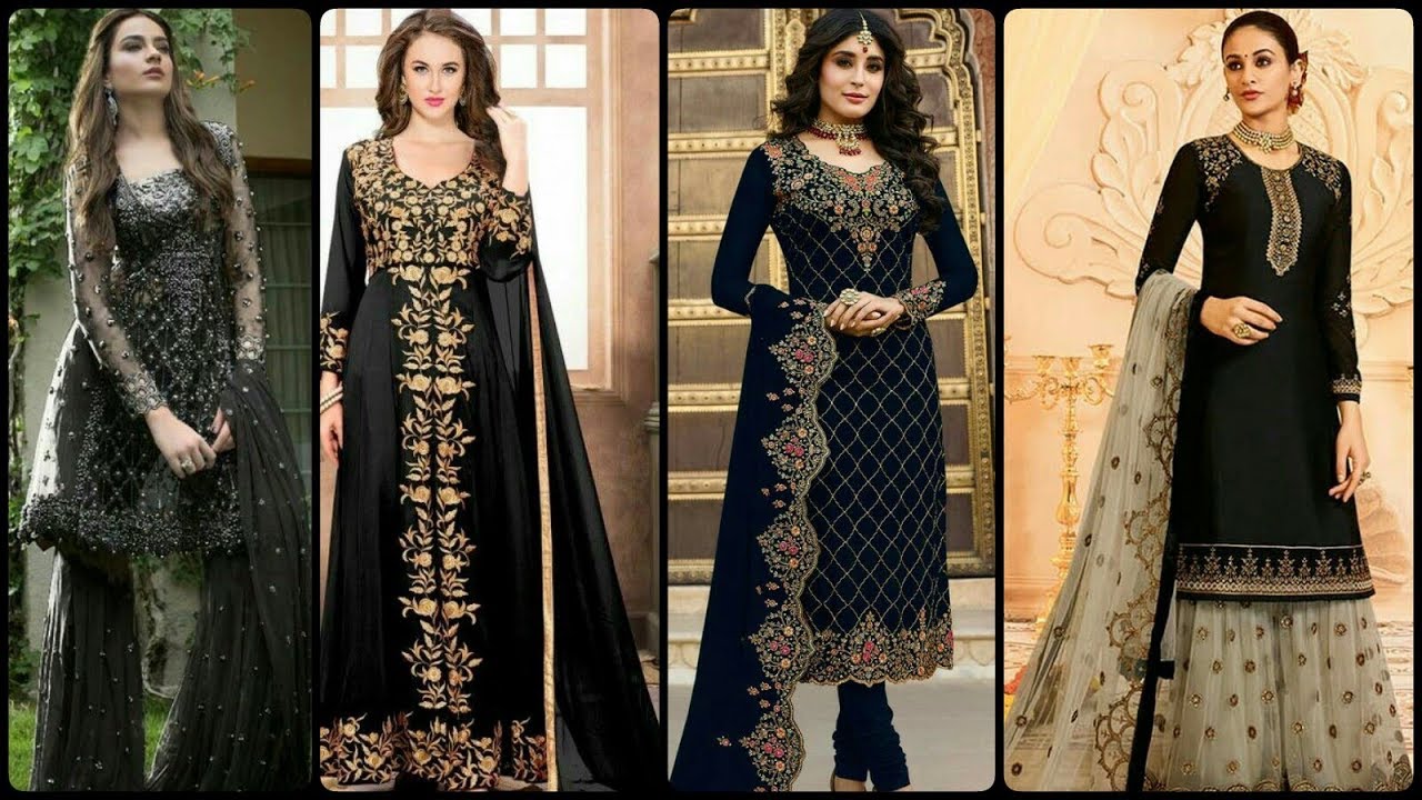 Designer latest black suits design//Elegant and stylish black dress