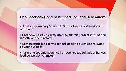 Can Facebook Content Be Used For Lead Generation? - Everyday-Networking