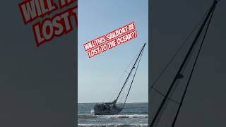 Sailboat Stuck on the Beach – Tugboat Rescue Drama! Will It Make It? 🚢😱