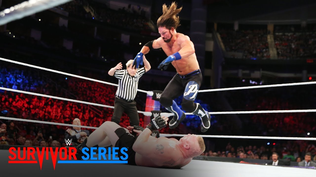 Aj Styles Nails Brock Lesnar With A 450 Splash Survivor Series