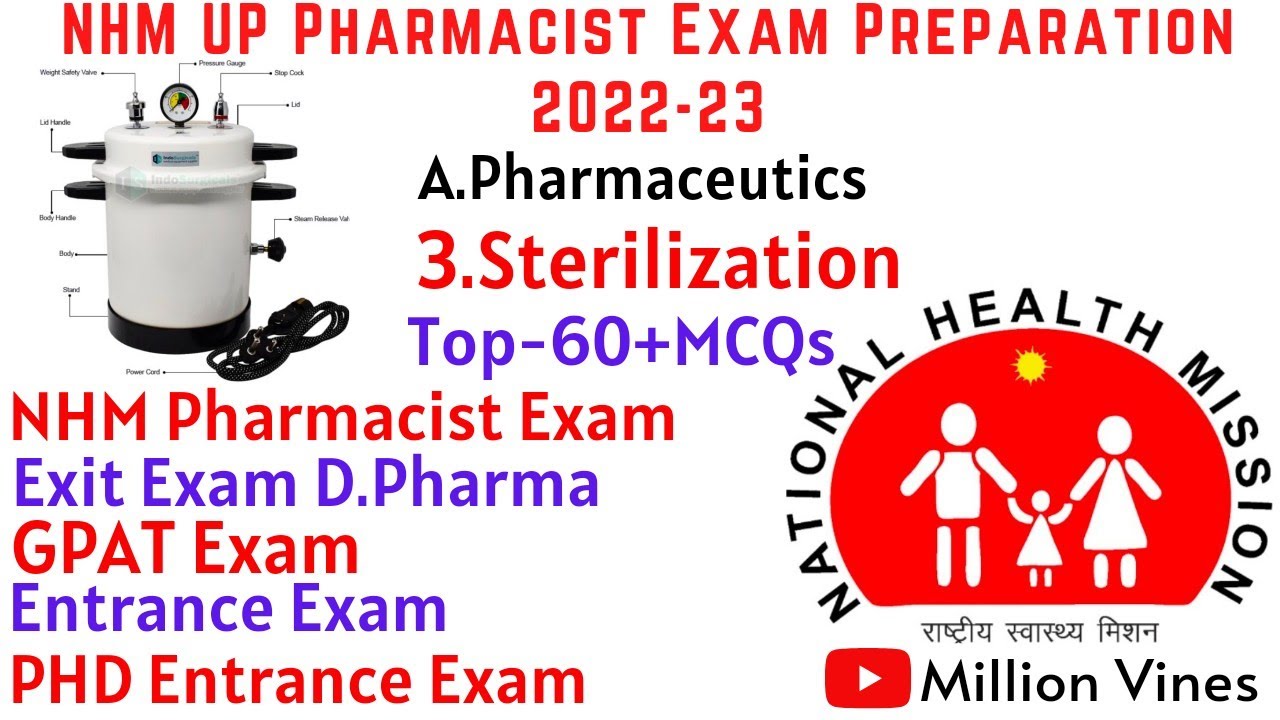 Sterilization Top60 McqsUp NHM Pharmacist Exam PreparationExit Exam