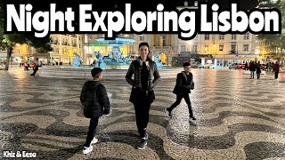 Lisbon at Night 4K - Walking Tour from Belém to Rossio Square via Santa Justa Lift