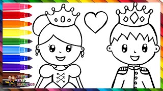Drawing And Coloring A Princess And A Prince 👸💖🤴🌈 Drawings For Kids