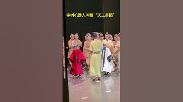 中国机器人与机器狗登上表演舞台，给人类观众表演。