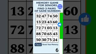Boost Your Memory Power: Match All the Number Pairs! #braintraining