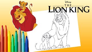 How To Color Lion King - Simba and Mufasa - Kid Marker Coloring Video