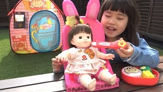 ぽぽちゃん おもちゃ うさちゃんのおしゃべりベッド おままごと こうくんねみちゃん Baby Doll Popochan Rabbit bed Toy