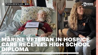 Marine veteran receives high school diploma while in hospice
