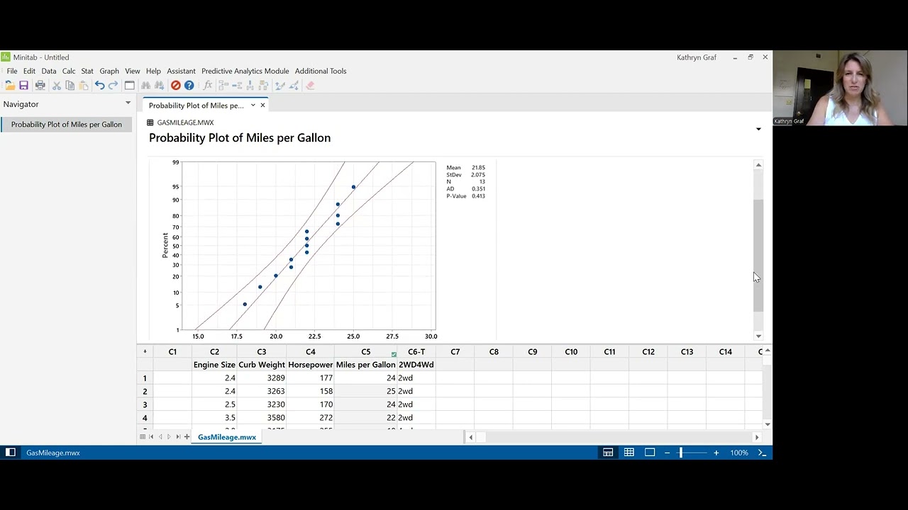 Minitab - desktop version drawing a normal probability plot - YouTube