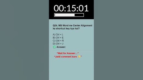 MS Word me Center Alignment ka Shortcut Key? | MS Word Shortcut Keys in Hindi | Computer GK #shorts