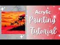 How to Paint a Warm Sunset Beach Scene | Calm &amp; Aesthetic Acrylic Painting for Beginners