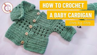 Crochet | How to Crochet a Baby Cardigan PART1 | Step by Step EASY Video Tutorial | US Crochet Terms screenshot 5