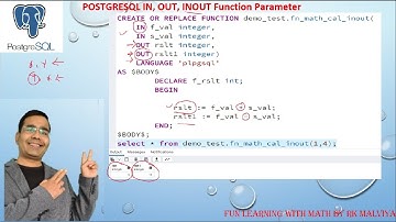 POSTGRESQL IN, OUT, INOUT Function Parameter best explanation in Hindi (English, Hindi) #VD68