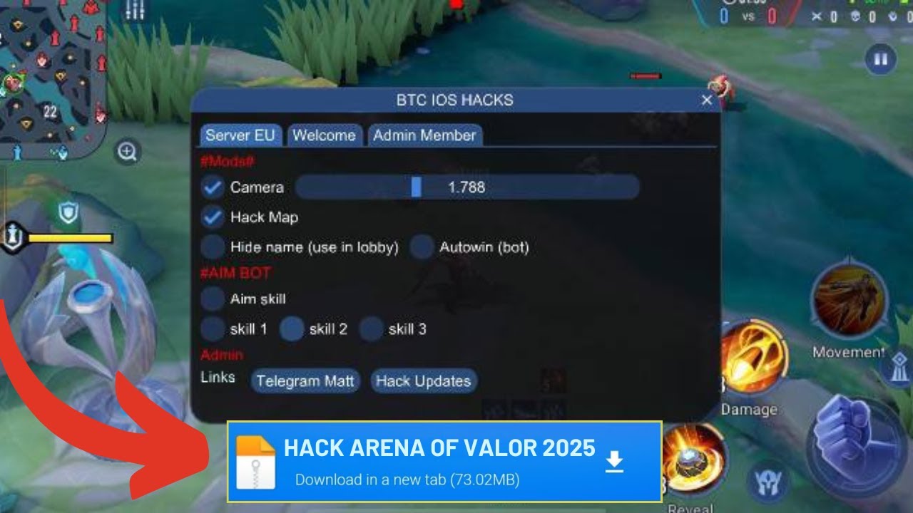 LINK DOWNLOAD UPDATED 3.0 HACK/MOD MENU APK ARENA OF VALOR +WALLHACK ...