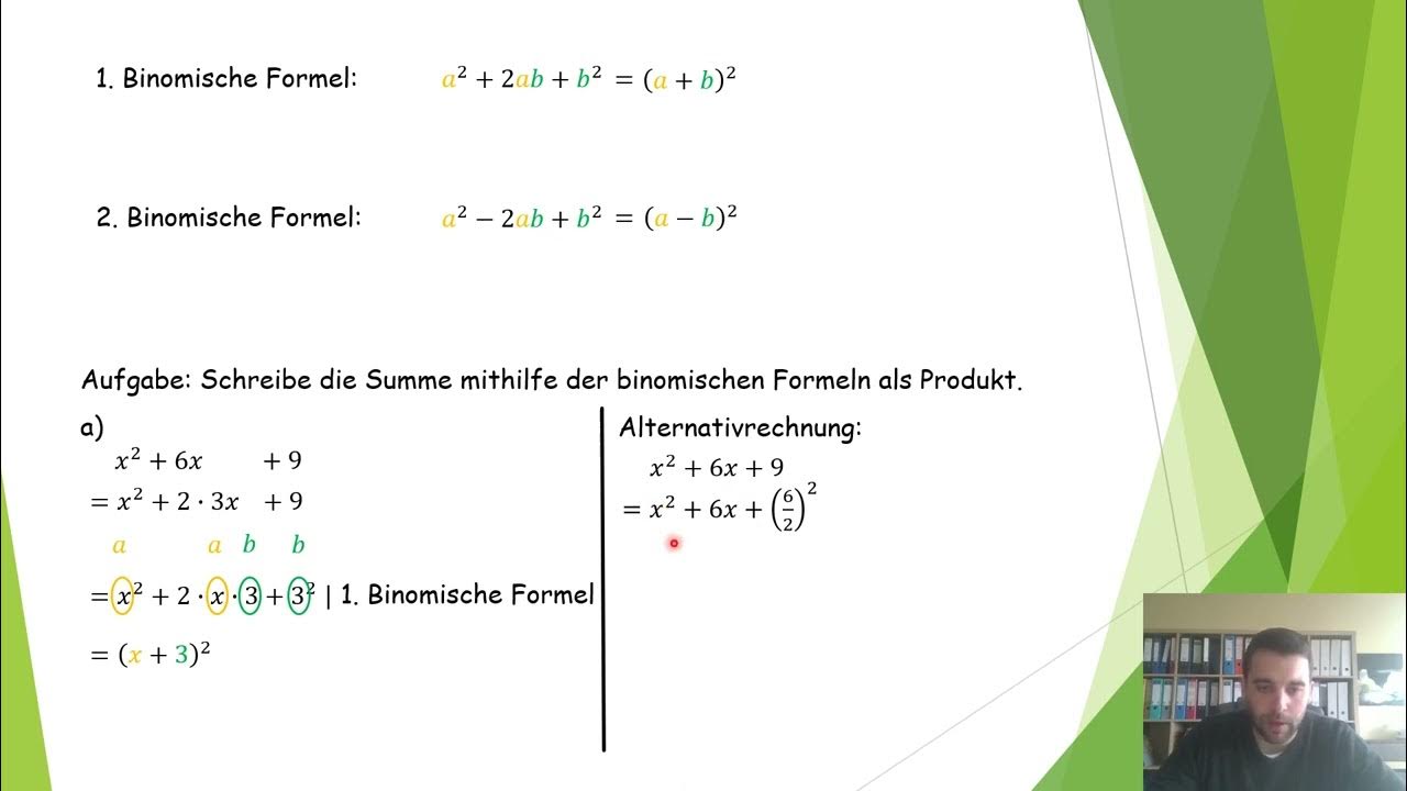 Summen mithilfe der binomischen Formeln als Produkt schreiben - YouTube