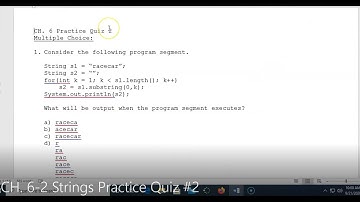 JAVA - Lesson #118 - APCSA - CH.  6-2 Strings Practice Quiz #2