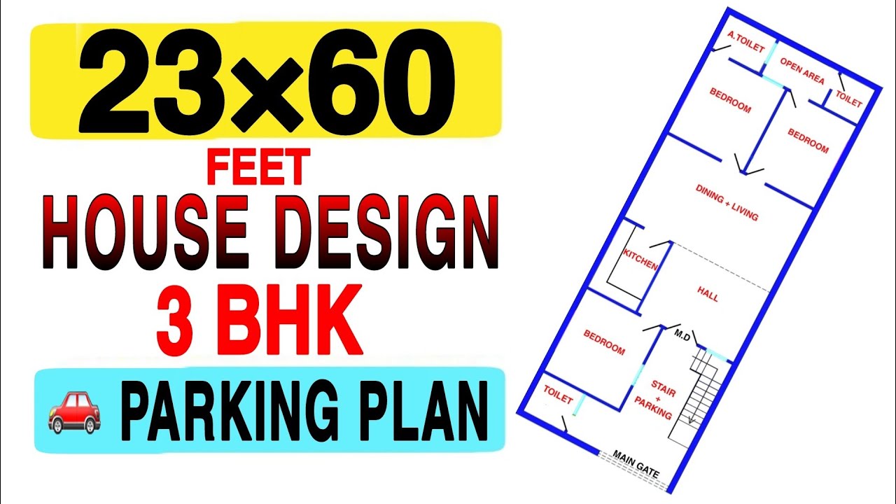 23 x 60 House Plan || 23x60 Ghar Ka Naksha || 3 Bhk House Design || Build My Home
