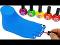 Satisfying Video l How To Make Rainbow Nails Polish Monster Foot with Kinetic Sand Cutting ASMR #1