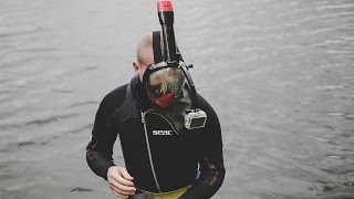 2017 Snorkeling Mask Full Face 180° View Scuba Dive Snorkel w/ GoPro Mount Black 
