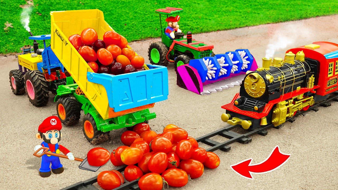 DIY Mini Tractor Rescue Train in Accident | DIY Barrier for Mini Train | DT DIY Tractor