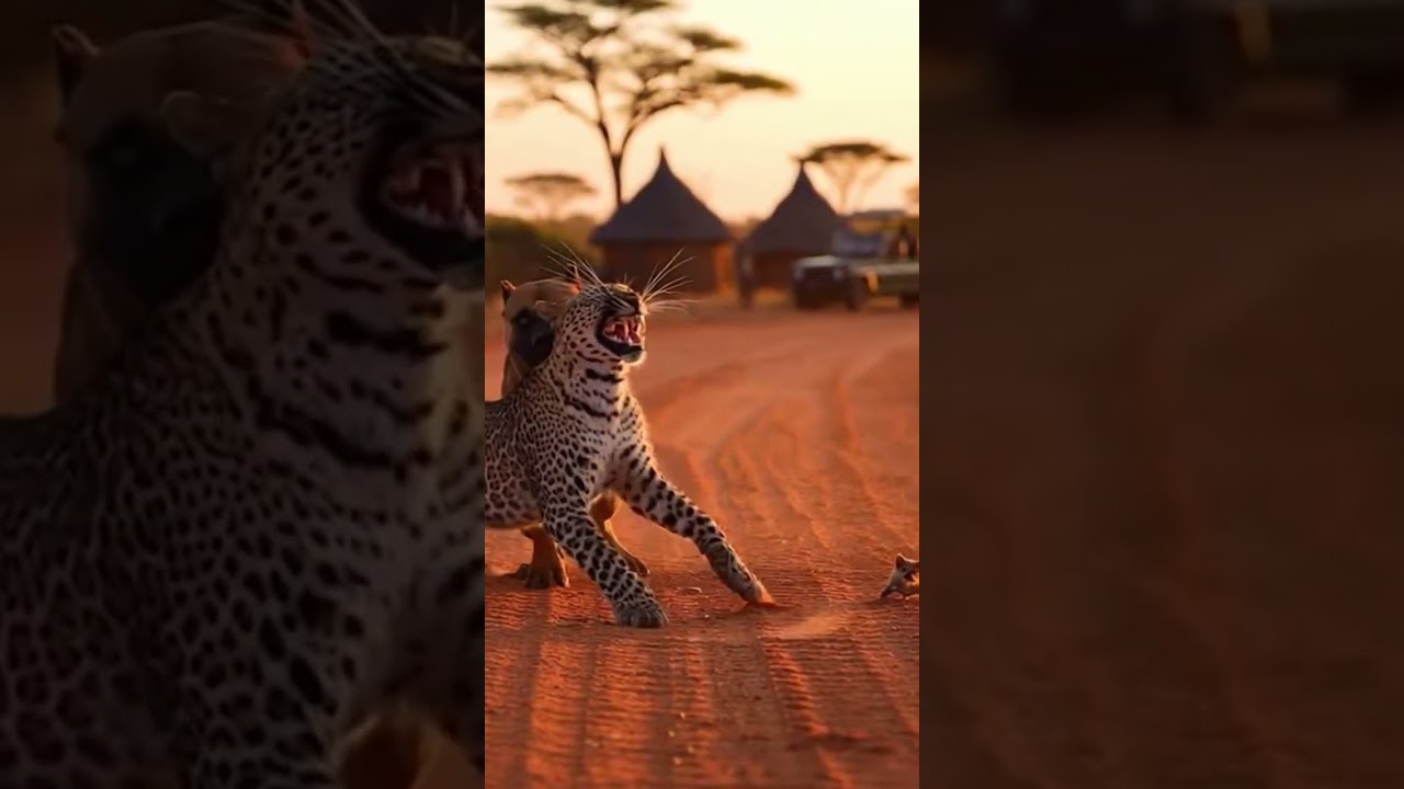 Can the leopard fight back against the dog’s surprising attack 