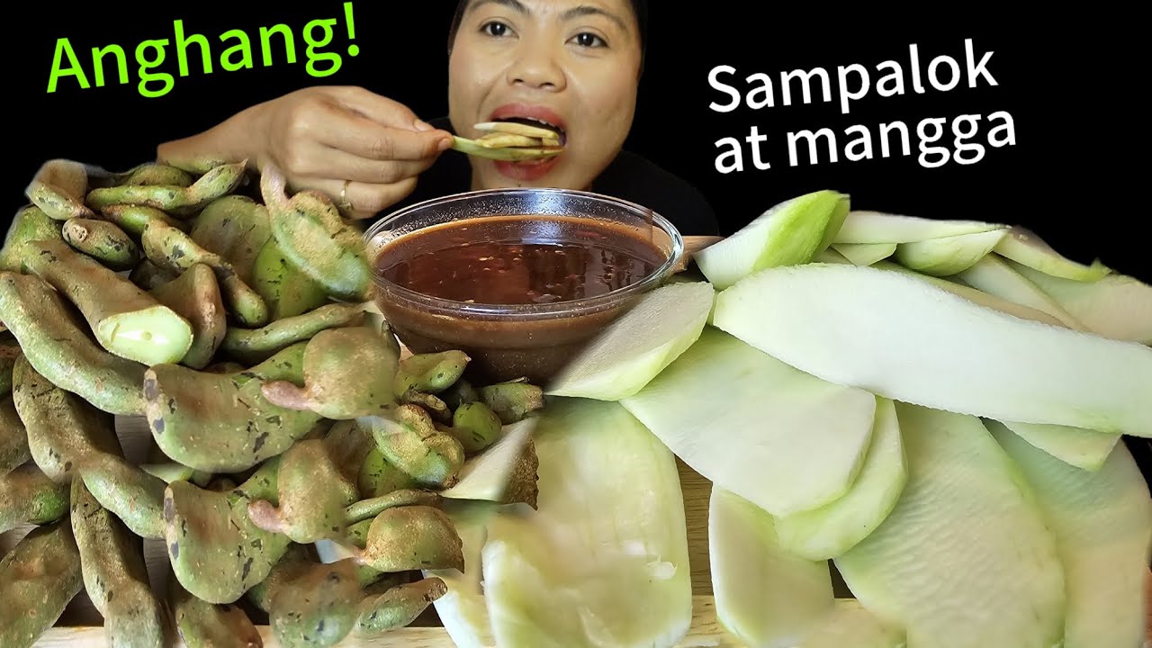 Maasim na sampalok + mangga spicy sauce  alamang bagoong mukbang