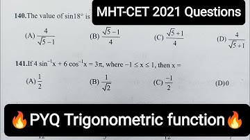 MHT-CET 2021 PYQ Trigonometric Function🔥PYQ series Imp for 2022