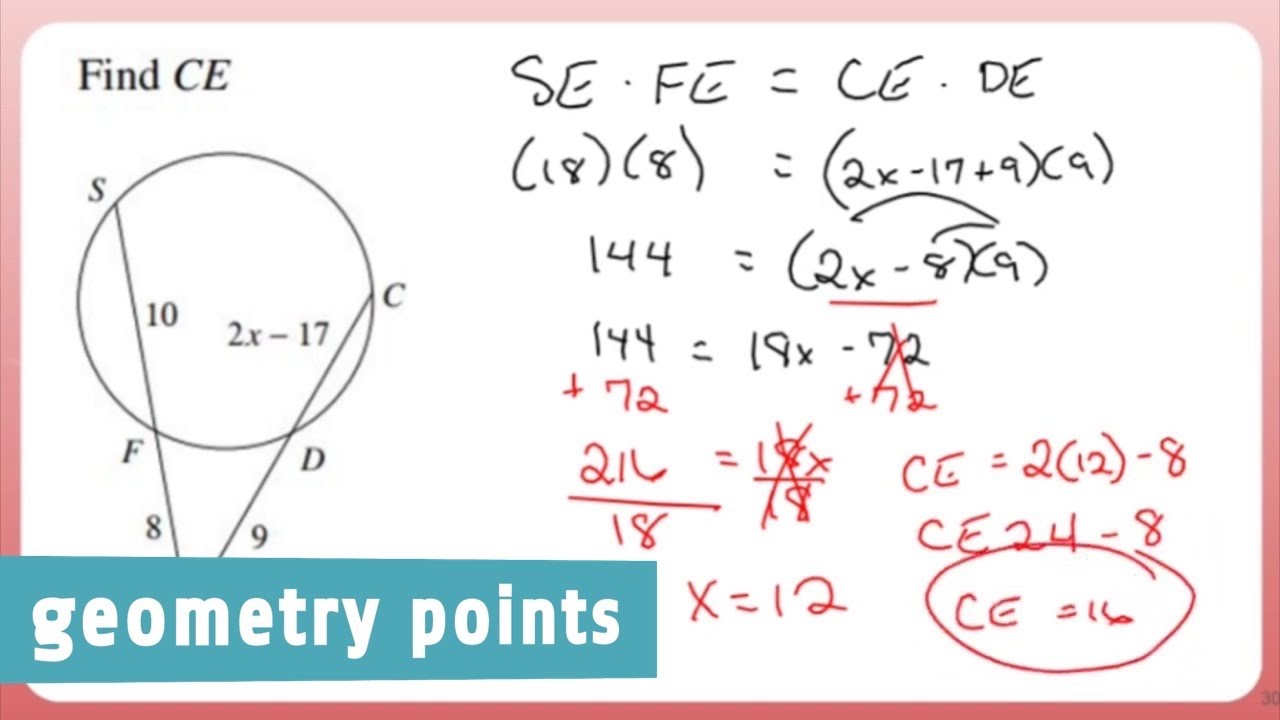 Geometry Points: Finding Lengths of Intersecting Secants - YouTube