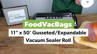 FoodVacBags 11 x 50' Expandable/Gusseted Vacuum Sealer Roll 