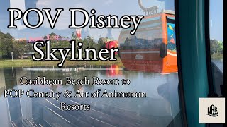 POV Disney Skyliner Ride: Caribbean Beach Resort to Pop Century & Art of Animation Resorts (4K HDR)