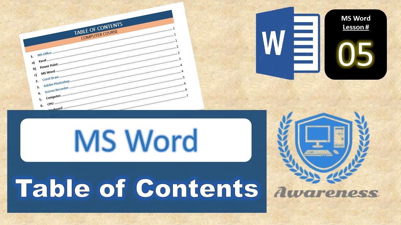 How to Create Table of Contents in MS Word in Urdu Hindi MS Word Lesson ...